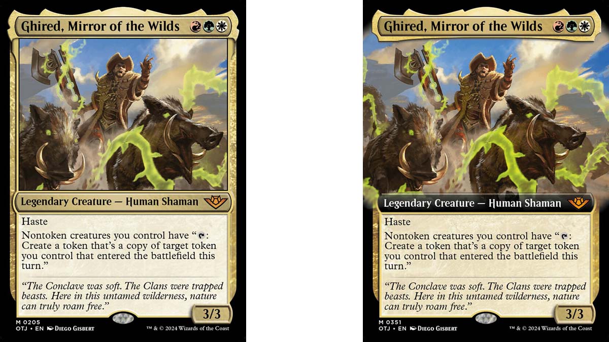 Ghired, variantes artistiques des cartes Mirror of the Wilds dans MtG