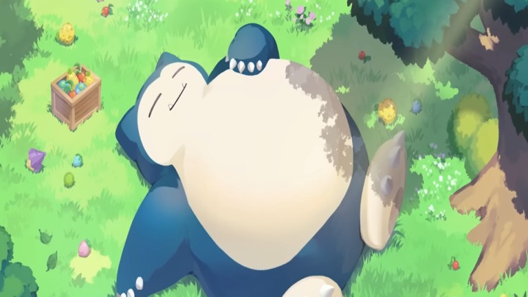 Snorlax sleeping after a meal in Pokemon Sleep