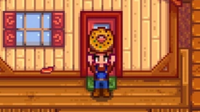 Farmer holding a bagel