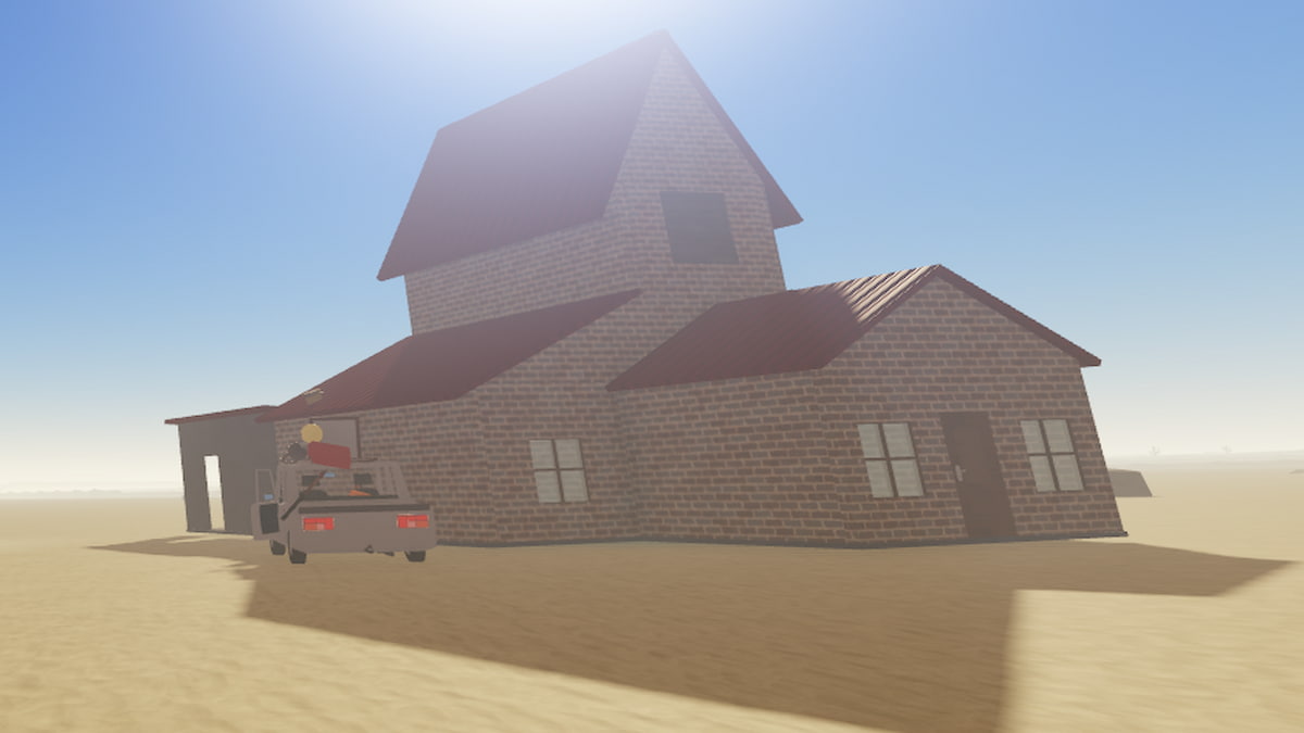 Une maison et une voiture dans A Dusty Trip