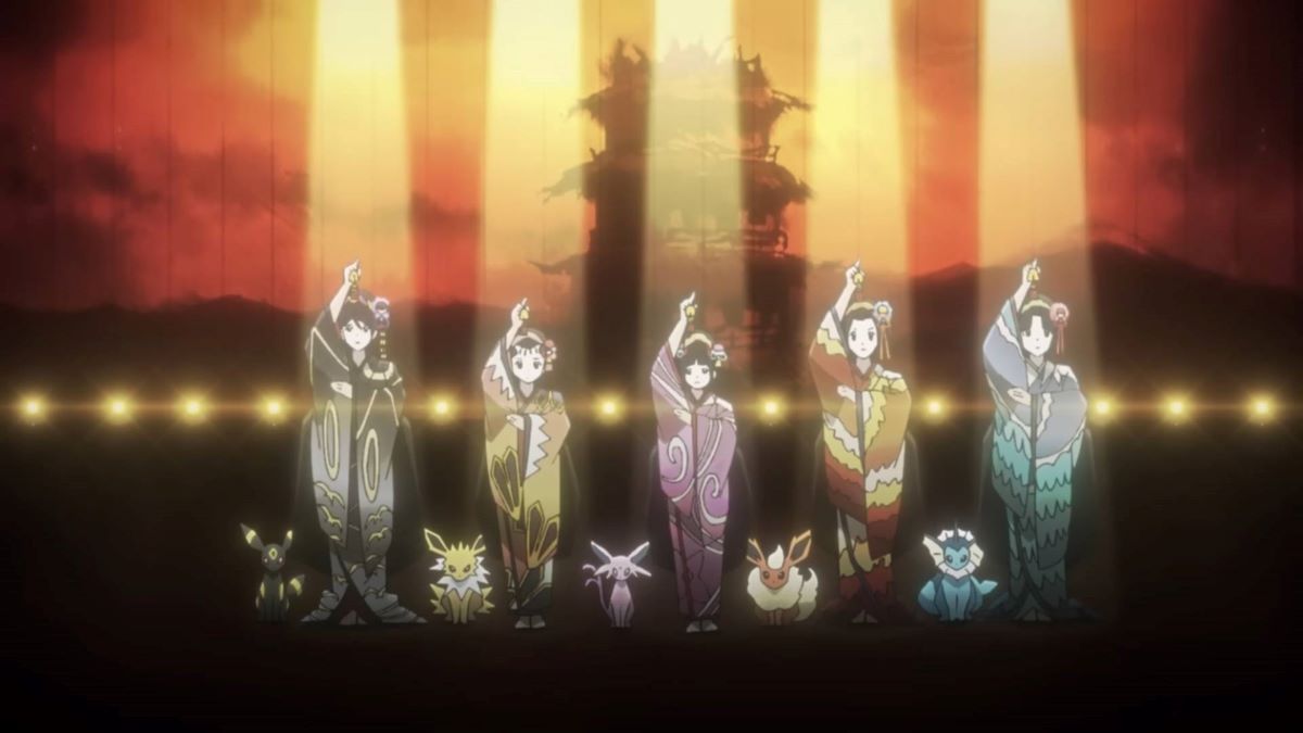 Les Kimono Girls sur scène dans l'anime Pokémon