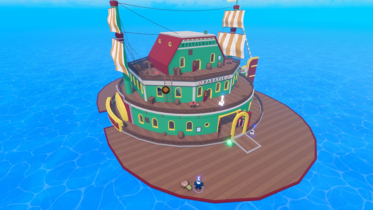 Île artificielle de Barati avec une serre et un navire amarré