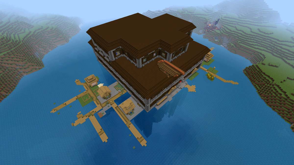 Manoir avec village et naufrage dans Minecraft