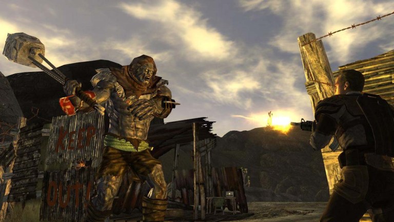 Fighting a monster warrior in Fallout New Vegas