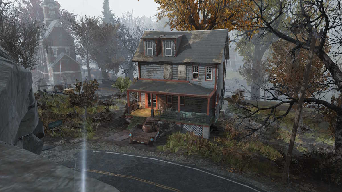 Vue extérieure de la meilleure maison de Summersville pour trouver des livres brûlés dans Fallout 76.