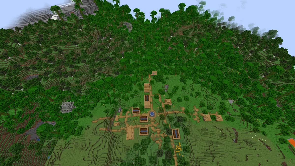 Village avec double temple de la jungle dans Minecraft