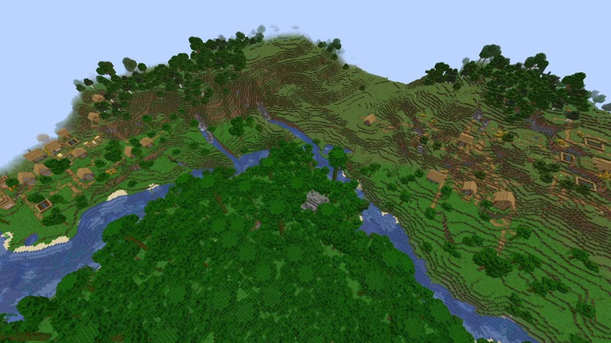 Double village avec un temple de la jungle dans Minecraft