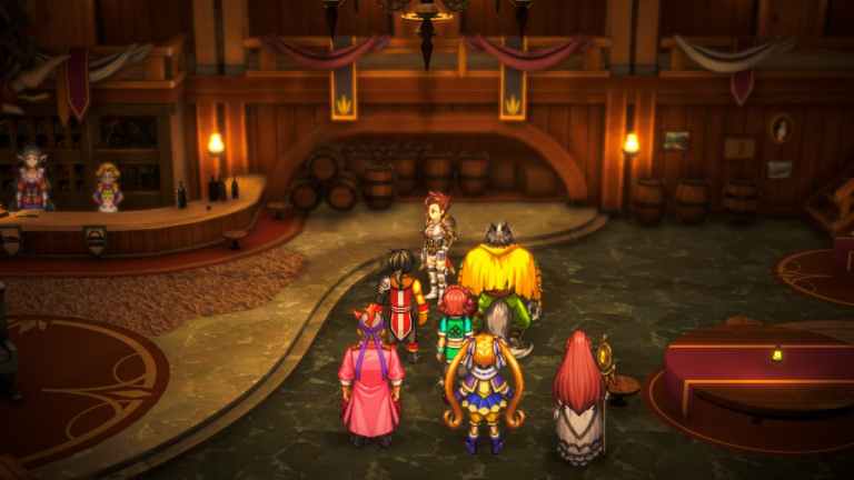 Full party, Nowa, Francesca, Yasuke, Mellore, Garr, and Lian in the tavern