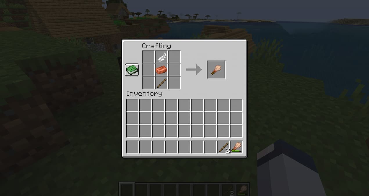 La recette de fabrication du pinceau dans Minecraft.