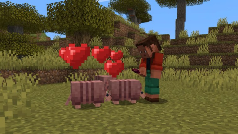 Armadillos breeding in Minecraft