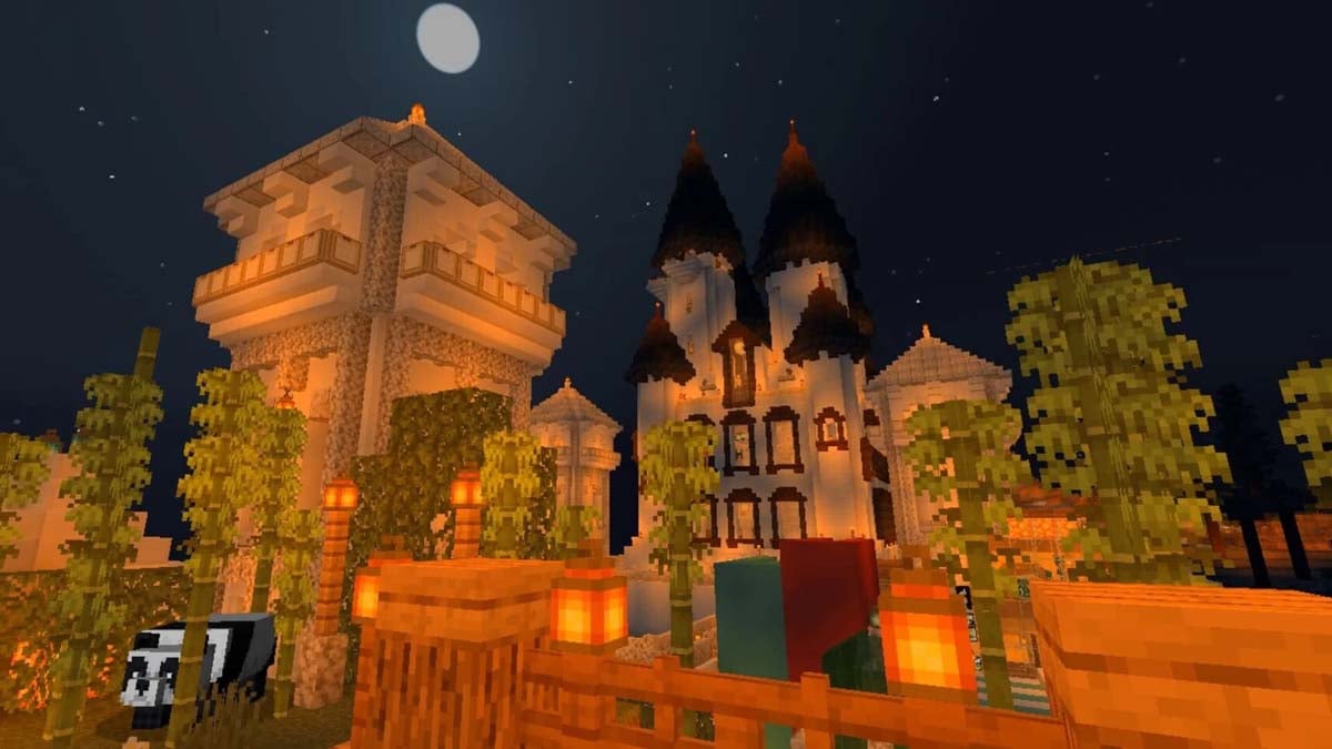 Conception de structure de château blanc dans Minecraft