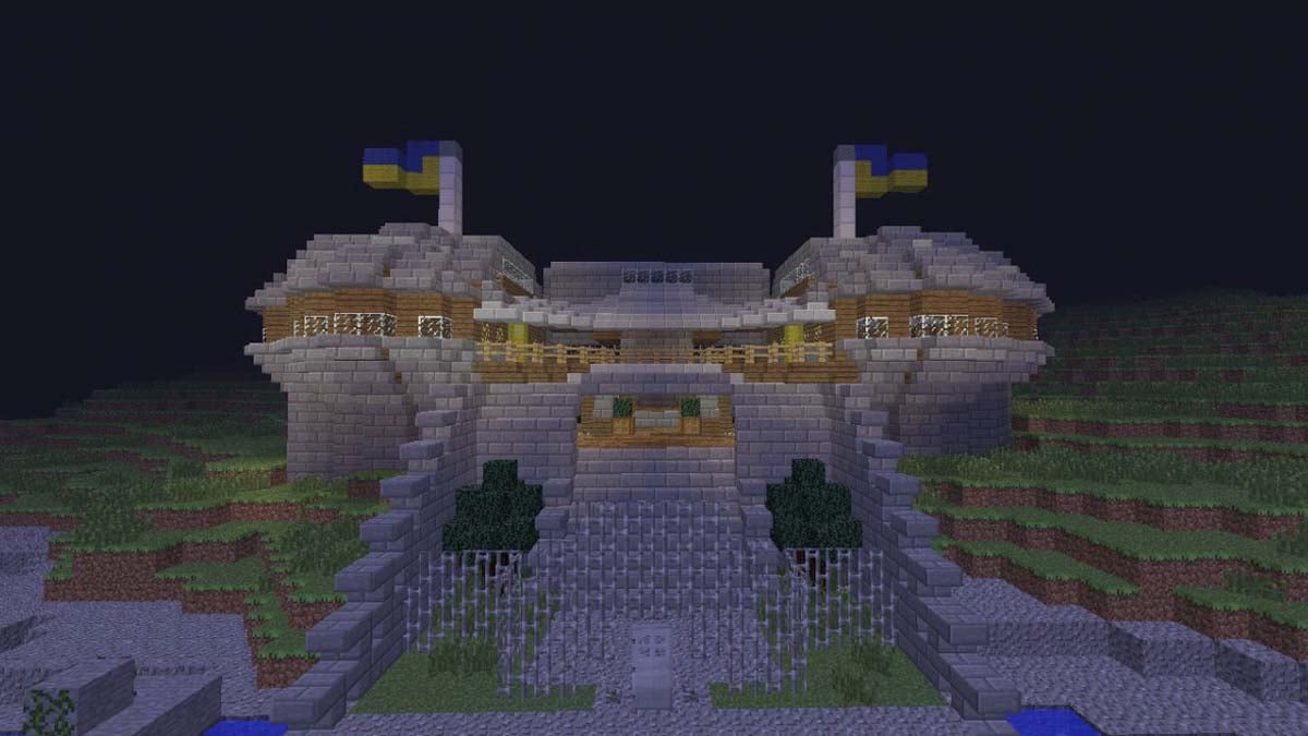Château manoir sur la rivière dans Minecraft