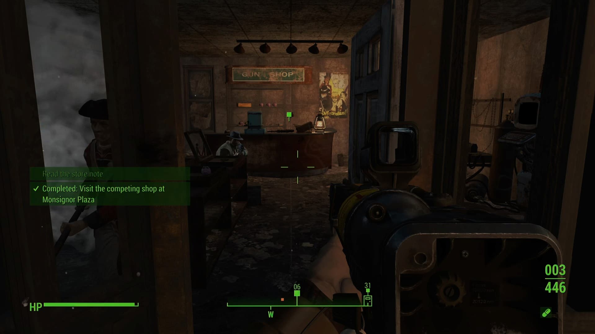 La pièce où vous trouverez la note du magasin dans la quête When Pigs Fly de Fallout 4