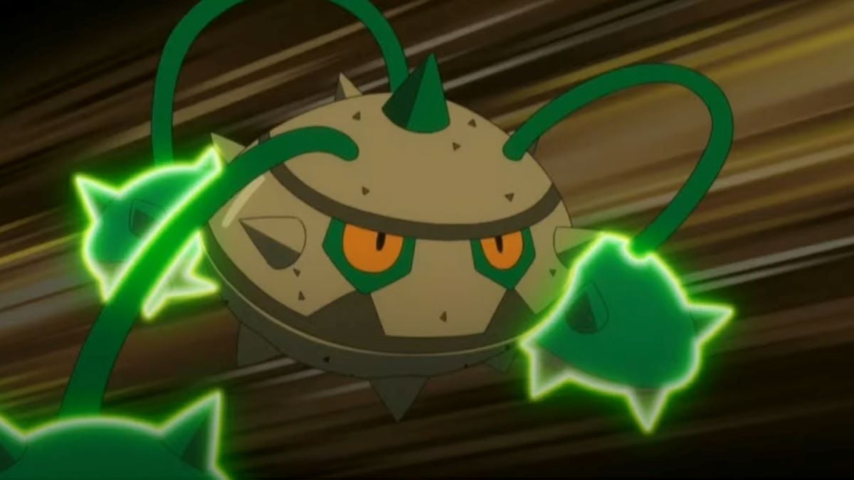 Gros plan de Ferrothorn dans l'anime Pokémon
