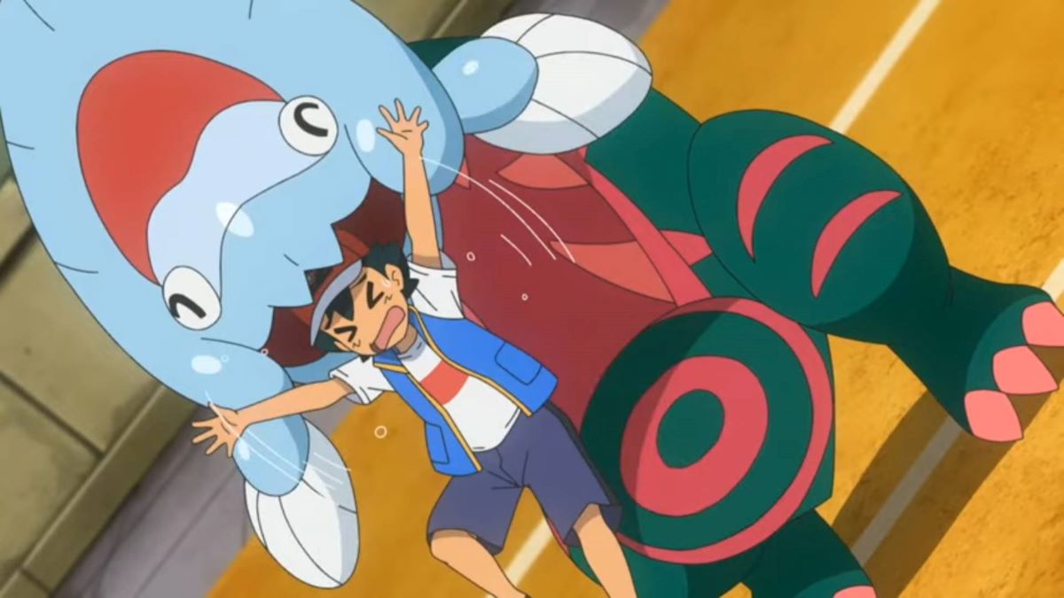 Dracovish mord Ash de manière ludique dans l'anime Pokémon