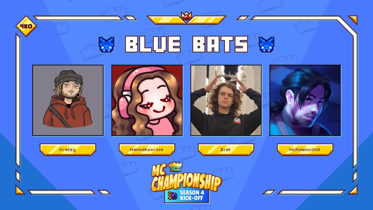 L'équipe Blue Bats dans la quatrième saison du championnat Minecraft.