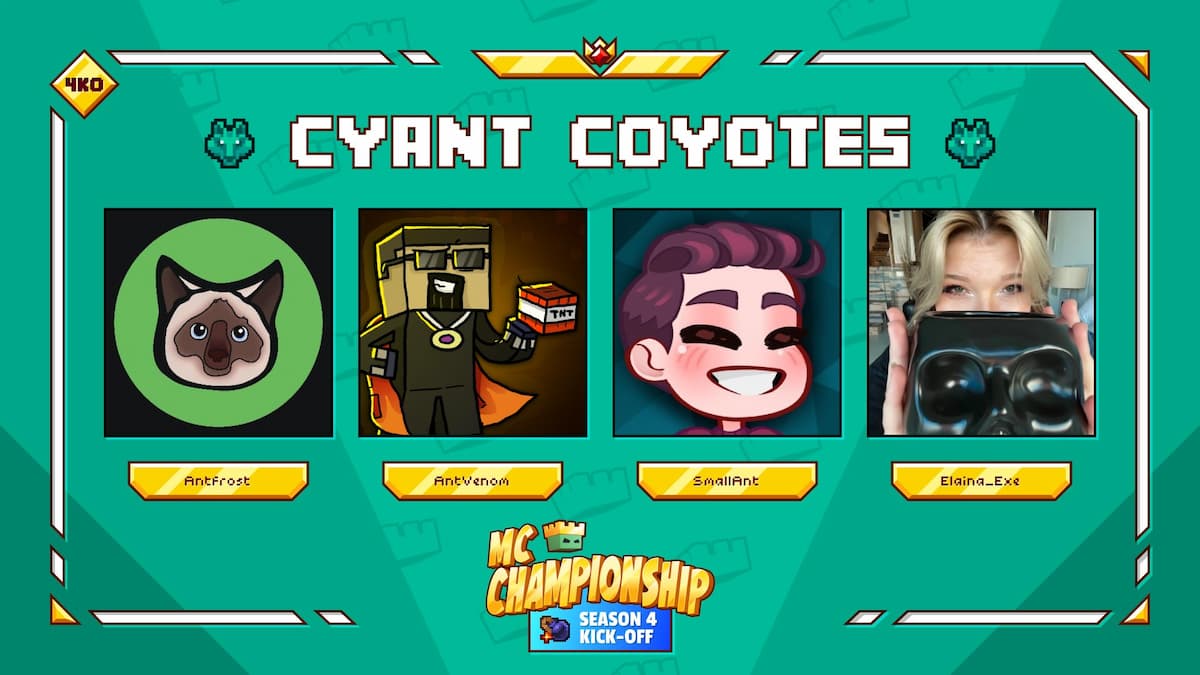 L'équipe des Cyant Coyotes pour la saison 4 des Championnats MC.