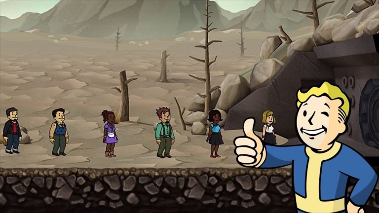 New Dwellers waiting to enter a Vault in Fallout Shelter.