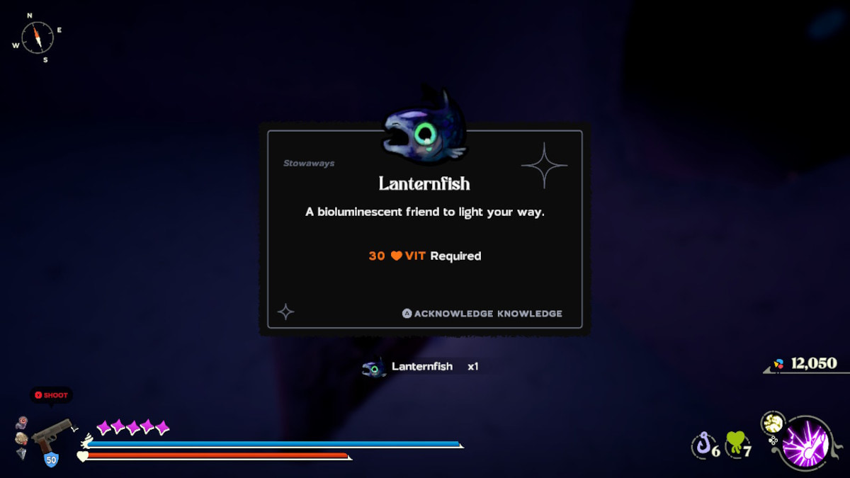 L'écran de ramassage Lanternfish dans Another Crab's Treasure.