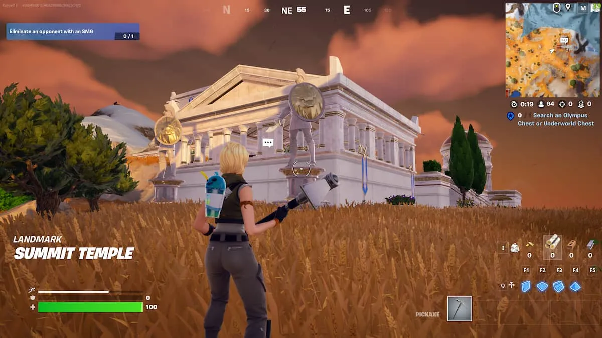 La partie avant du Temple du Sommet à Fortnite