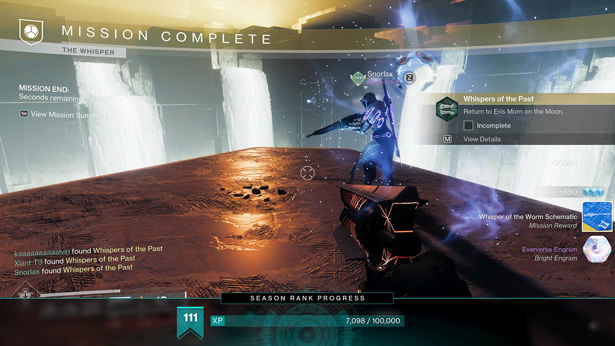 Accomplir la mission The Whisper Exotic dans Destiny 2