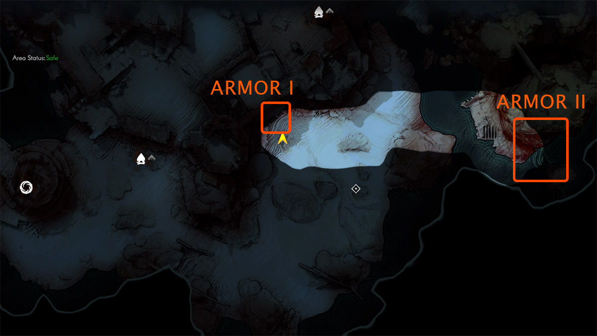 Emplacements Armor I et Armor II sur la carte No Rest for the Wicked