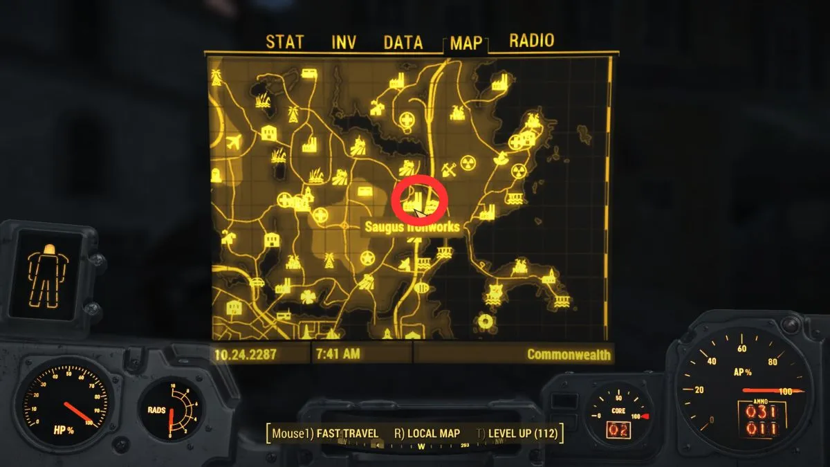 Emplacement de Saugus Ironworks dans Fallout 4