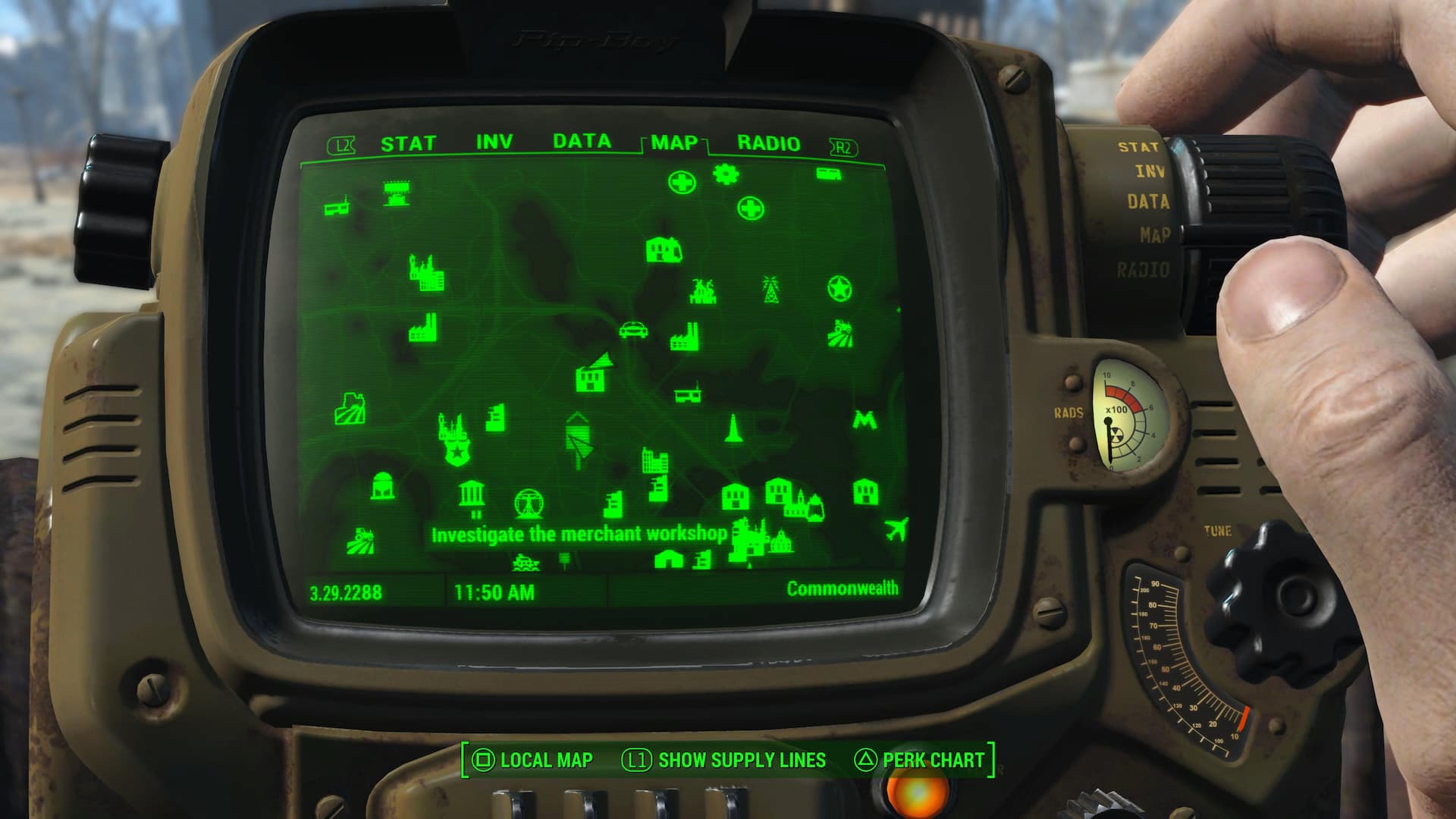 Marqueur de quête sur la carte pour démarrer la quête When Pigs Fly dans Fallout 4