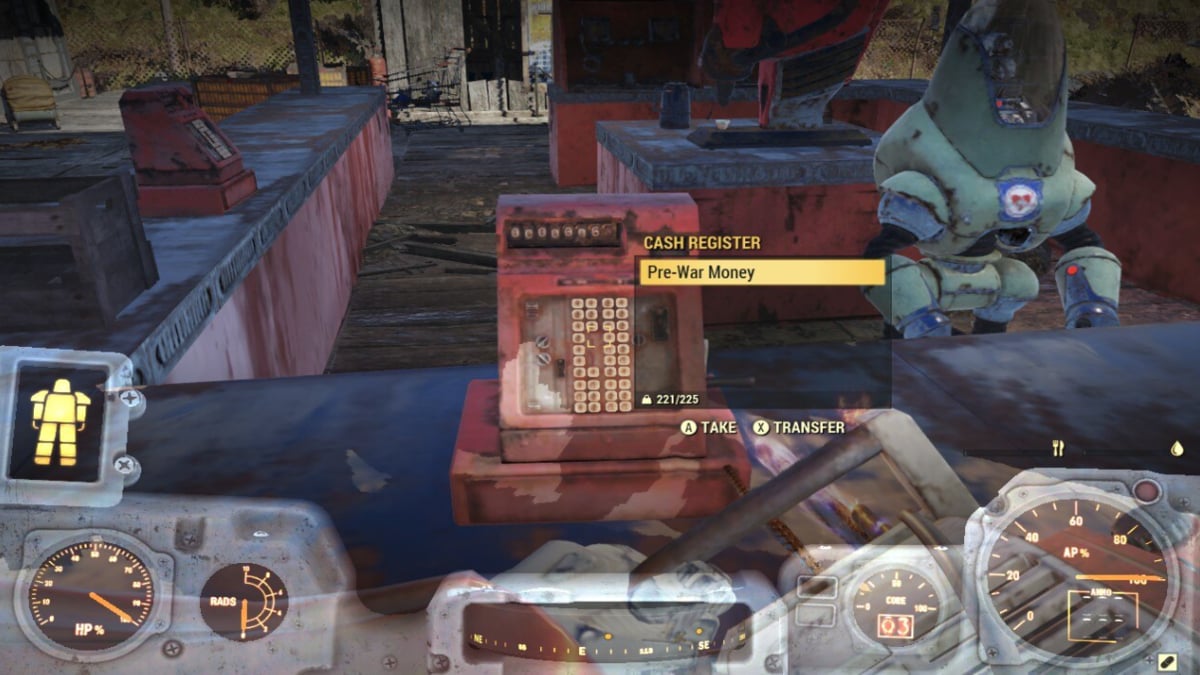 Piller une caisse enregistreuse pour trouver de l'argent d'avant-guerre dans Fallout 76.