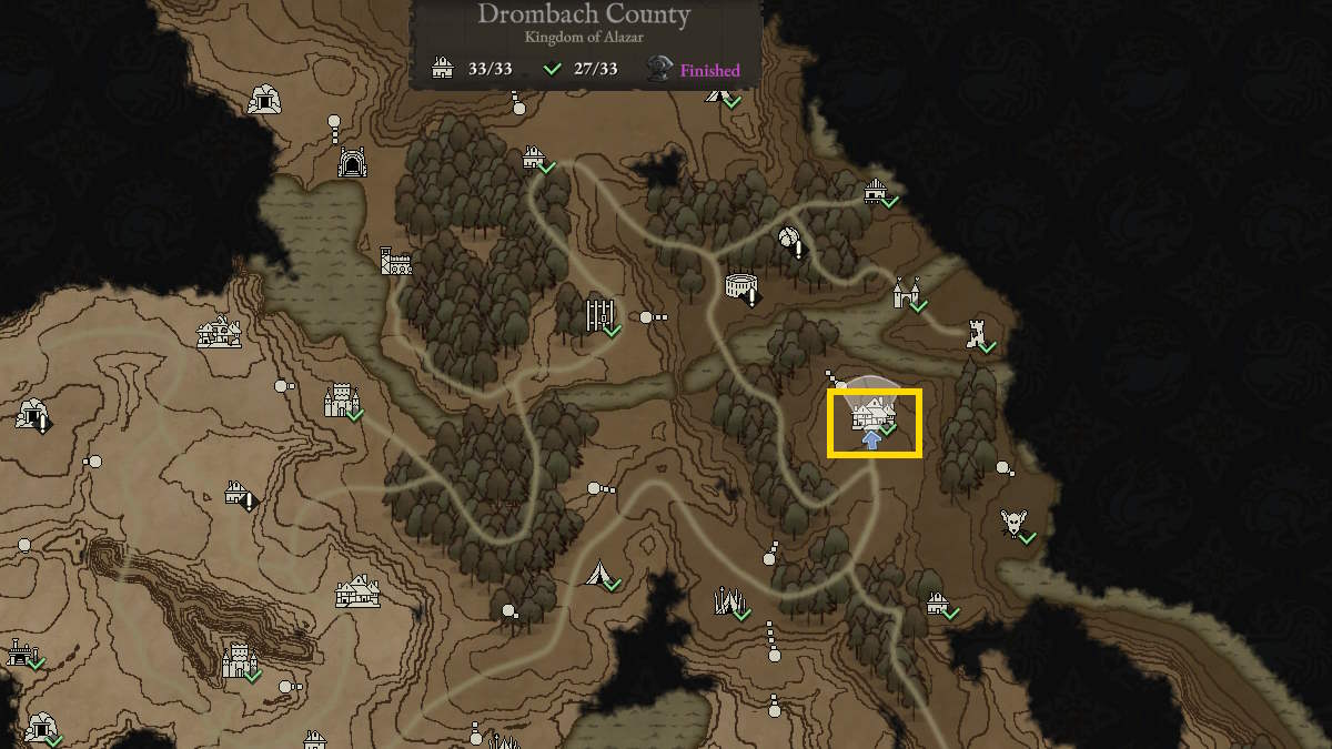 Une carte montrant l'emplacement de New-Asthel à Wartales