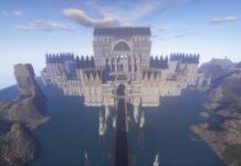 Medieval castle construction in Minecraft