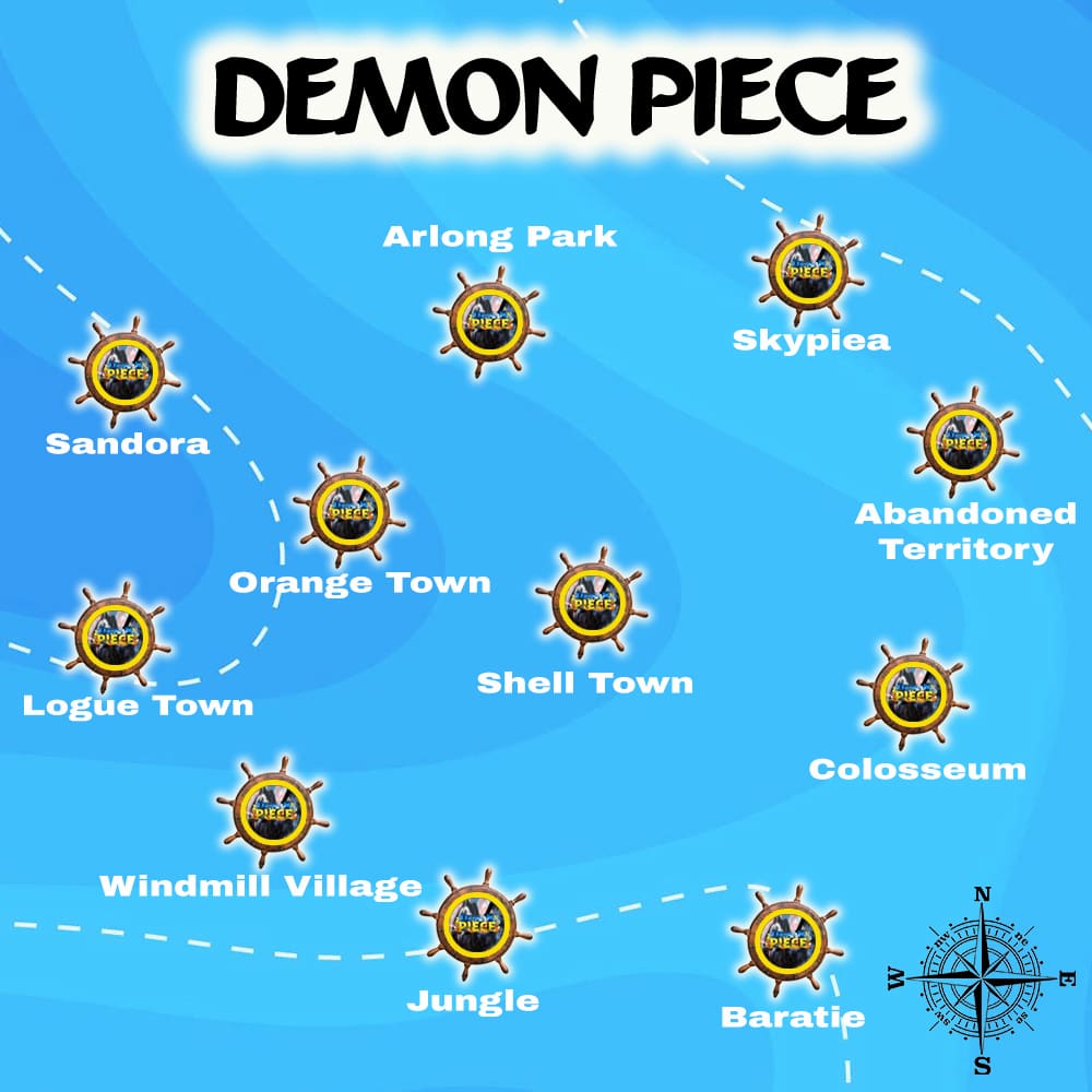 Une carte de toutes les îles de Demon Piece