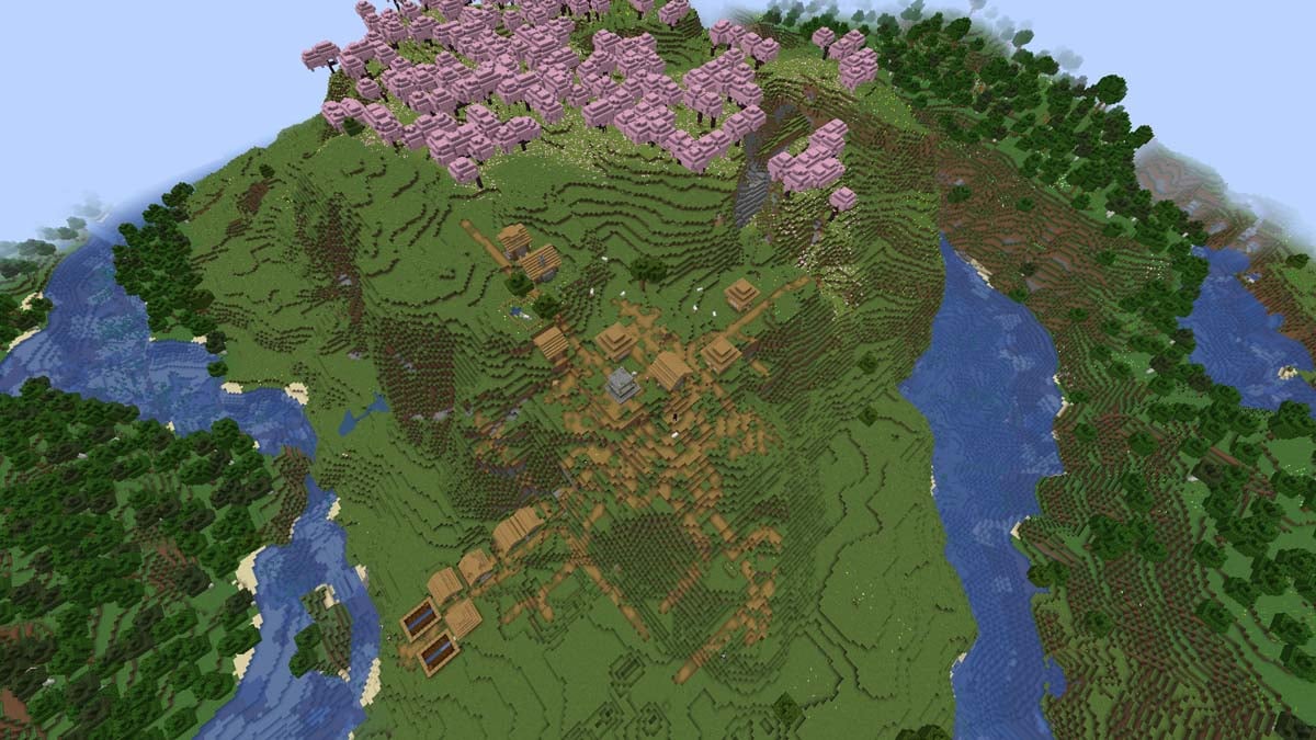 Village de cerisiers des falaises dans Minecraft