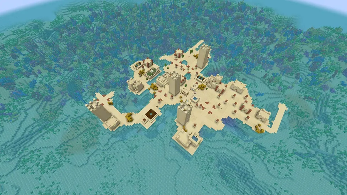 Village insulaire des récifs coralliens dans Minecraft