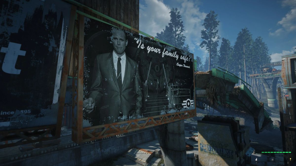 Cooper Howard de la série télévisée Fallout sur un panneau publicitaire dans Fallout 4