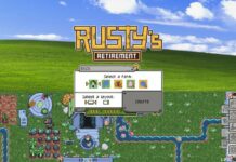 The main menu of Rusty's retirement with pictures of the various possible maps.