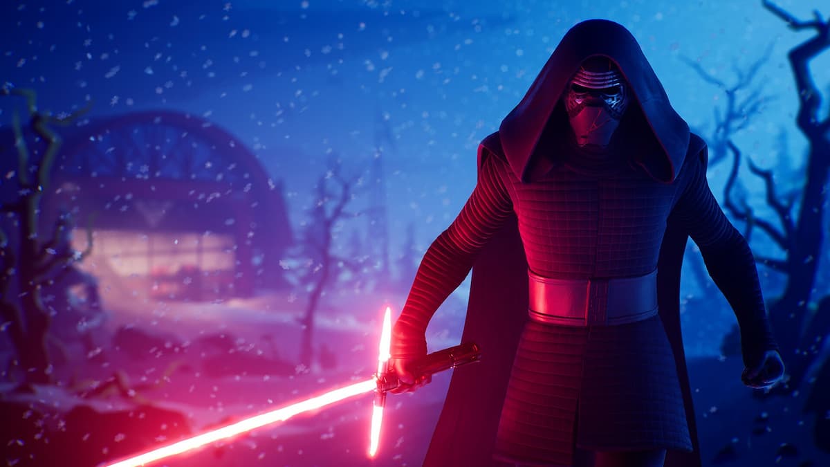 Kylo Ren dans Fortnite avec son sabre laser