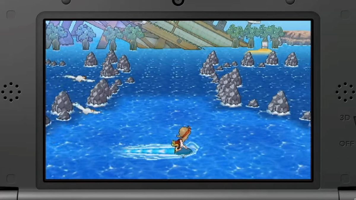 Un joueur surfe sur Pokémon dans ORAS