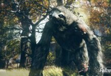 Mega sloth roaming the woods in Fallout 76