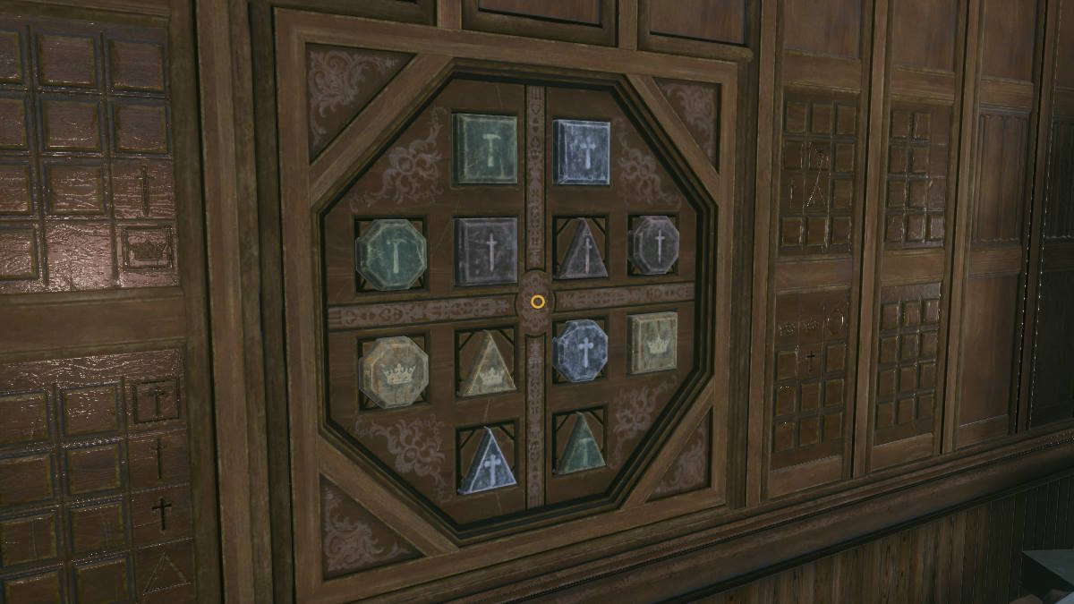 Le puzzle du mur du fond du bureau du doyen à Nancy Drew : le mystère des sept clés