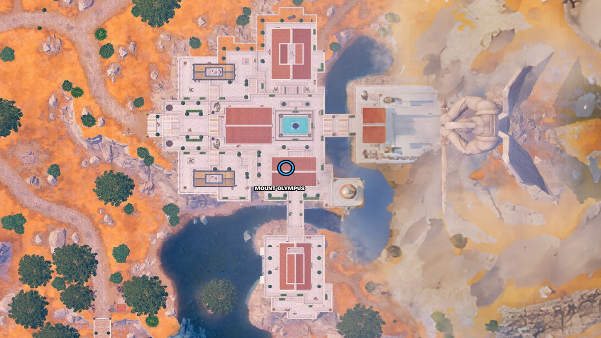 Carte Fortnite Chapitre 5 Saison 2, emplacement de l'épée harpe cassée du mont Olympe