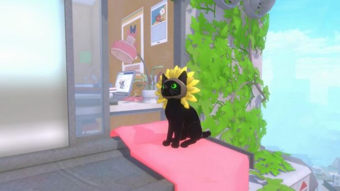 Kitty wearing the Sunflower Hat in Little Kitty Big City
