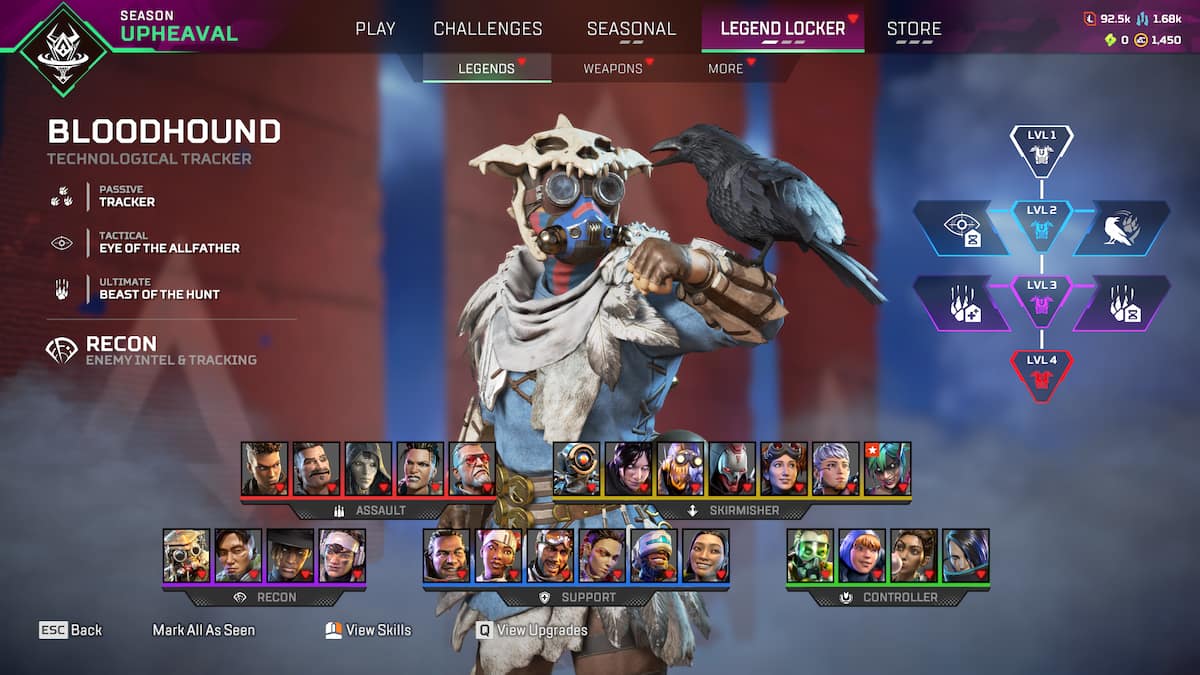 Bloodhound vu dans Legend Locker dans Apex Legends