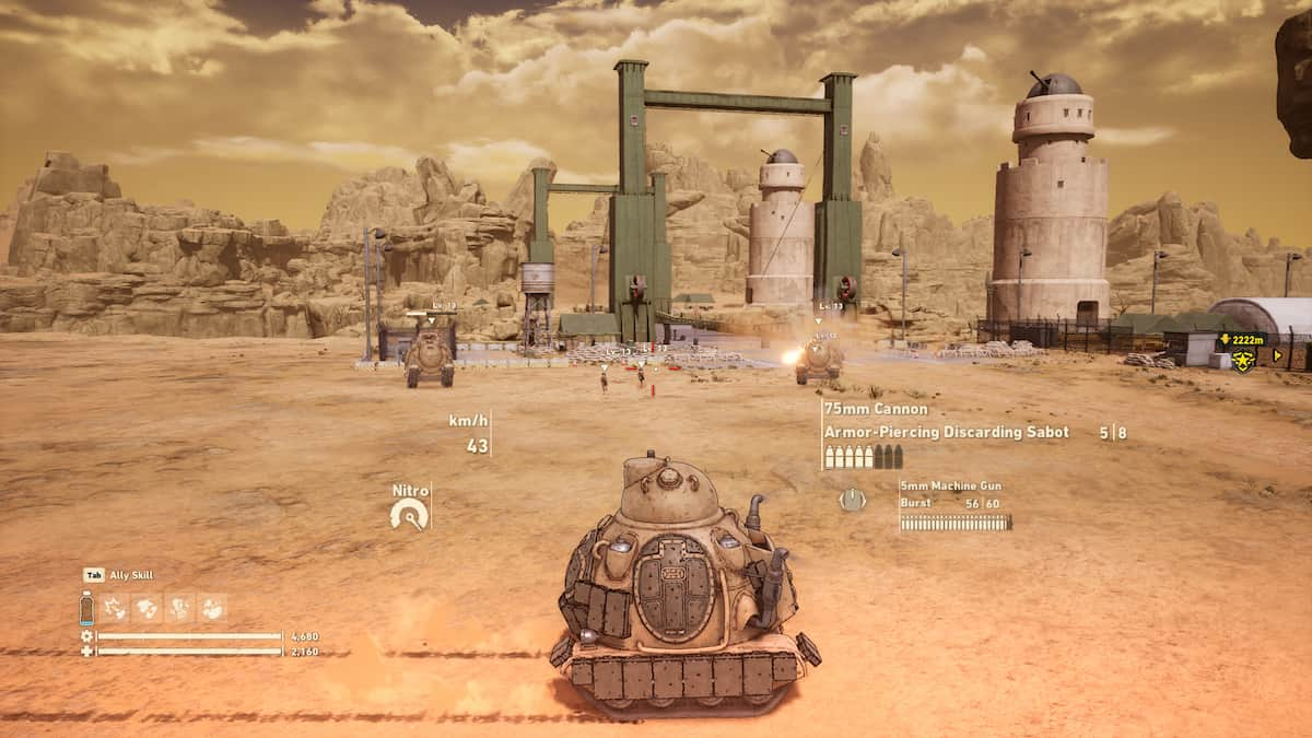 Char combattant l'Armée royale à Sand Land