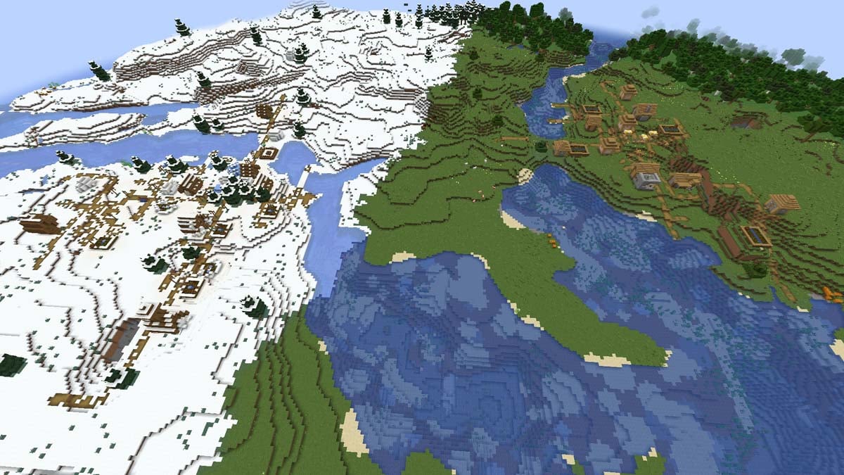 Des villages Minecraft apparaissent dans les plaines enneigées