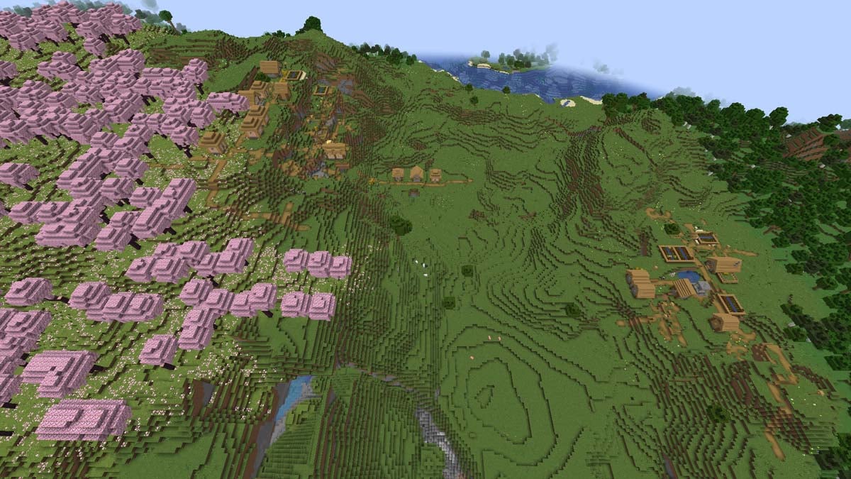 Des villages Minecraft apparaissent dans une cerisaie