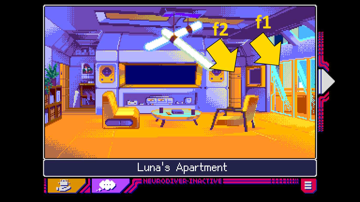 Explorer l'appartement de Luna dans Read Only Memories: Neurodiver 