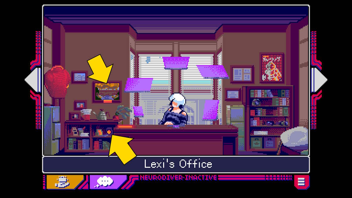 Dans le bureau du chercheur principal dans Read Only Memories : Neurodiver