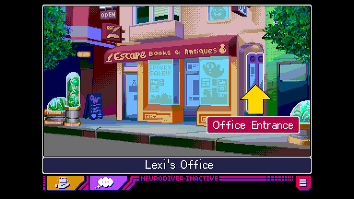 Entrer dans les bureaux du chercheur principal dans Read Only Memories : Neurodiver