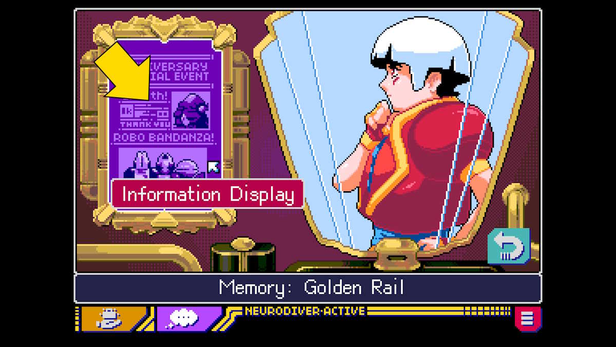 À l'intérieur de la salle de bain dans le rêve de Lexi dans Read Only Memories : Neurodiver